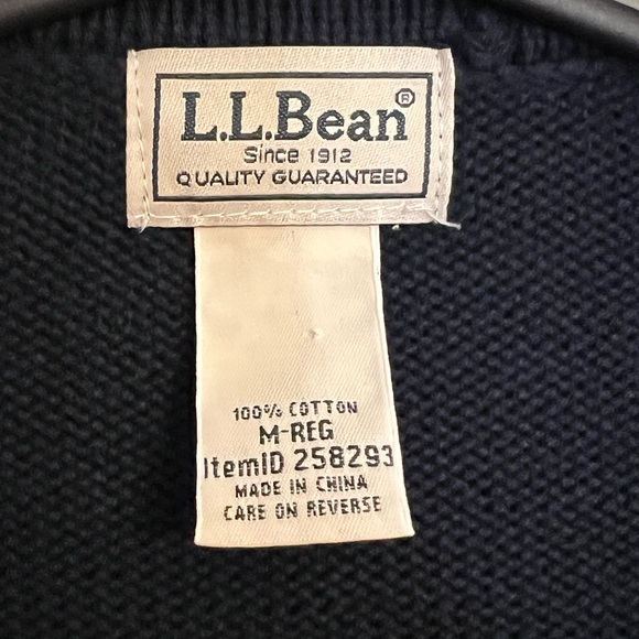 L.L.Bean men's cotton knit cardigan sweater Navy Blue Size M - Picture 2 of 5